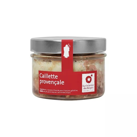 Handgefertigte Caillette Provençale aus der Feinkostserie von Sur le Sentier des Bergers in einer Terrine.