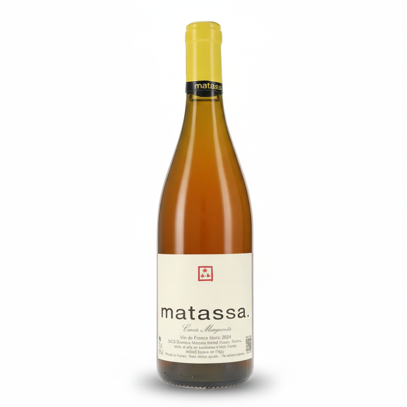 Weißwein Matassa Cuvée Marguerite 2024 in einem Weinglas, hellgelbe Farbe, elegant und frisch.